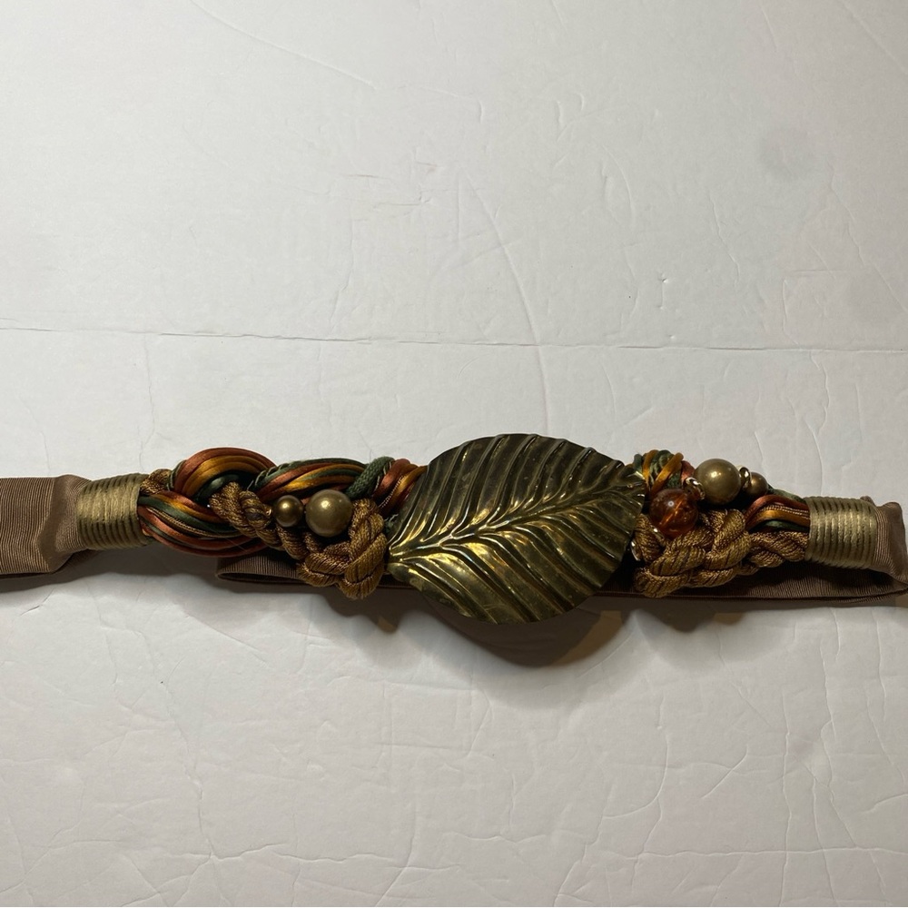 VINTAGE 80's CORDS/METAL Leaf BELT CAROLYN TANNER DESIGNS ADJUSTABLE